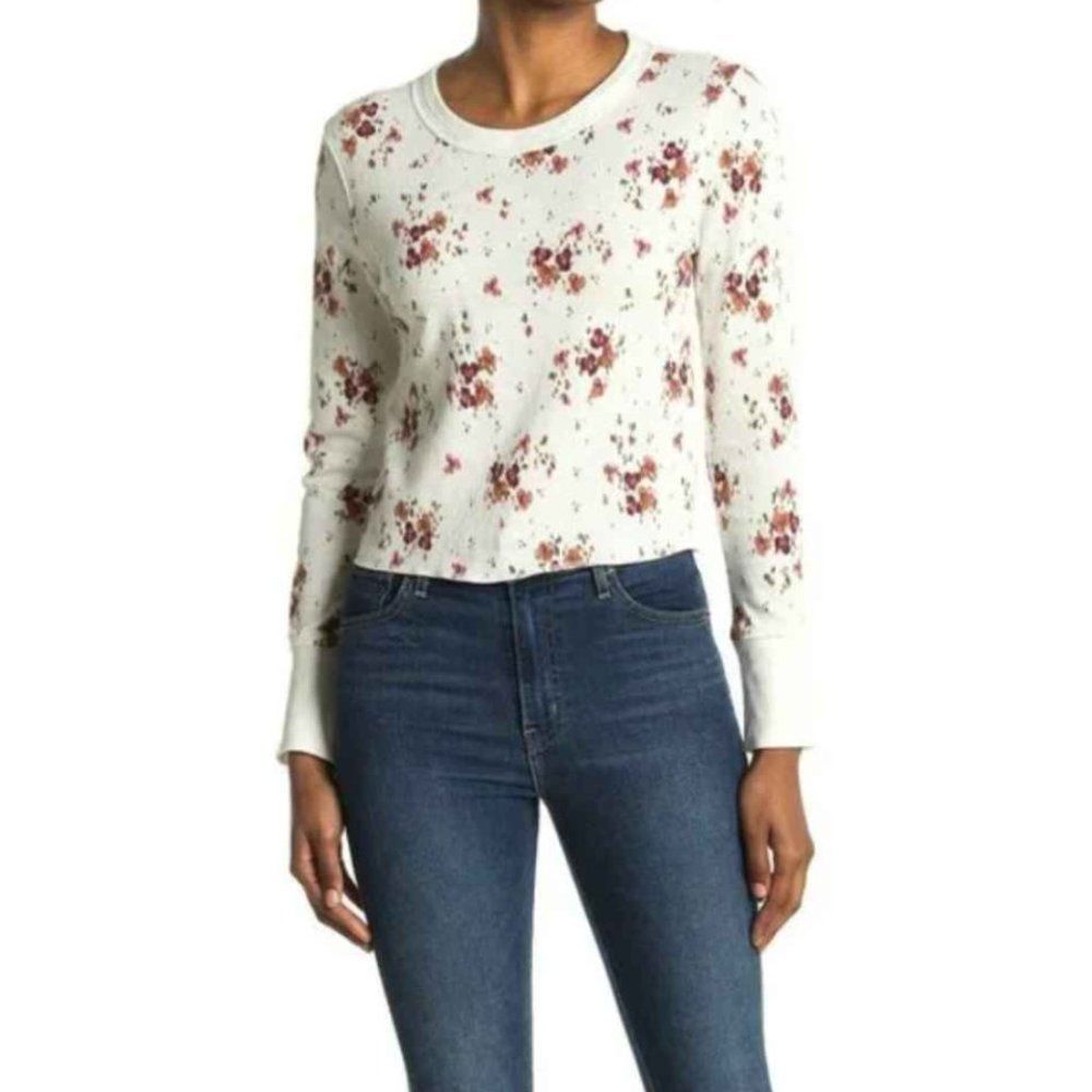 NWT Abound Floral Waffle Knit Long Sleeve Top